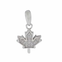Sterling Maple Leaf Pendant with CZs